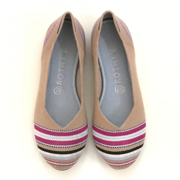 ROTHY’S Camel Ribbon Stripe Ballet Flats Merino Wool Women’s Size 8 - Picture 4 of 16